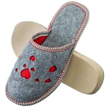 Жіночі фетрові тапочки ESTRO з антиковзкою підошвою, розмір 38 EU, з сердечками