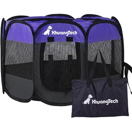 Клітка-манеж для собак та котів XianghuangTechnology, м'який матеріал, портативна, складана, для дому та вулиці, 80 x 58 см (Д x В), фіолетовий