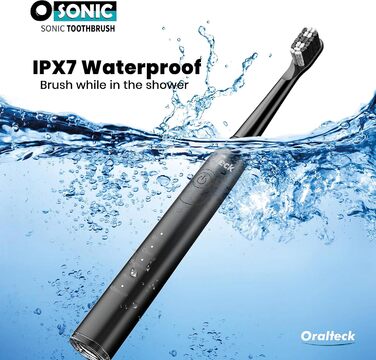 Звукова електрична зубна щітка OSONIC з 8 насадками, 5 режимів, відбілювання за 2 тижні, таймер 2 хв, IPX8, для дорослих та дітей, USB зарядка (біла)