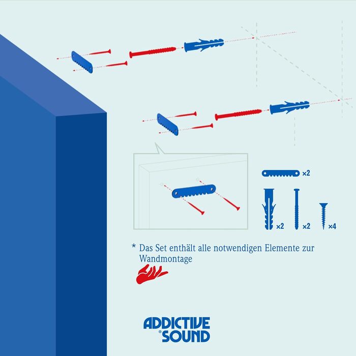 Акустична панель Addictive Sound Schallabsorber Wand Standard для стін та стелі, звукопоглинаюча панель класу A, світло-сіра, 100x50x11 см