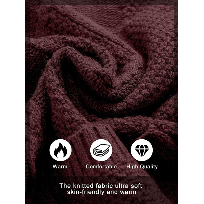 Чоловіча в'язана жилетка Comdecevis з коміром-шарфом, рельєфним в'язанням, ґудзиками, довгими рукавами, кишенями, темно-бордовий (3XL)