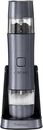 Електричний набір для солі та перцю Cuisinart | Перезаряджувана подрібнювач спецій | Без батарейок, 20 хв зарядки | З мірною кришкою, регулювання помелу | Синій