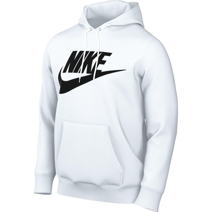 Чоловіче худі Nike Sportswear Club Fleece BV2654 біле з чорним логотипом, розмір M