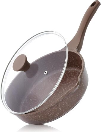 Сковорода SENSARTE з керамічним антипригарним покриттям, 28 см, швейцарське гранітне покриття, для приготування омлетів, сумісна з газовою та індукційною плитами, без PFOA/PTFE/PFAS, білий колір