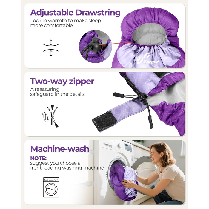 Сплячий мішок Sportneer для кемпінгу: 3-4 сезонний, легкий, компактний, для дорослих