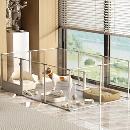 Кія для собак BingoPaw: вольєр для цуценят та собак, 8 елементів, 60 см, XXL, з дверцятами та водовідштовхувальним дном (180x120x61 см)