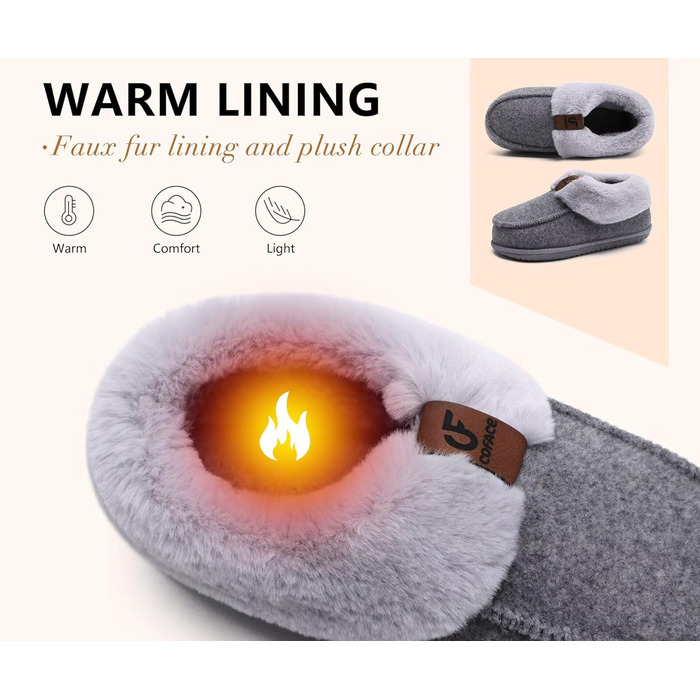 Тапочки жіночі COFACE, теплі, флісові, зимові, з рухомої підошвою, сірі (44 EU)