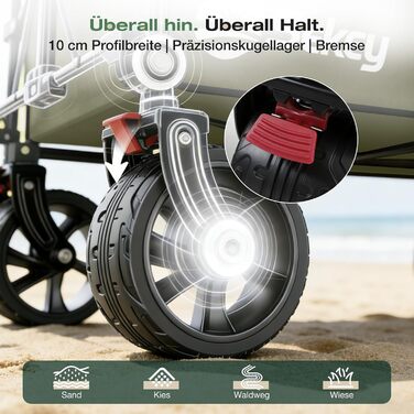 Бомбовоз Sekey XXXL, 300л, 200кг, для великих сімей, з великими колесами, розкладний, оливковий