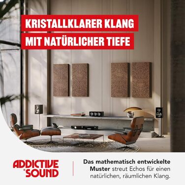 Акустична панель Addictive Sound Binary Diffuser Hybrid: гібридний дифузор та абсорбер (бінарний алгоритм 250-9300 Гц), дерево, 120x60x11,5 см, коричневий