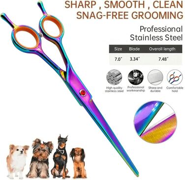 Професійний набір ножиць для грумінгу собак: вигнуті, прямі та розріджуючі ножиці + гребінець (чорний+жовтий)