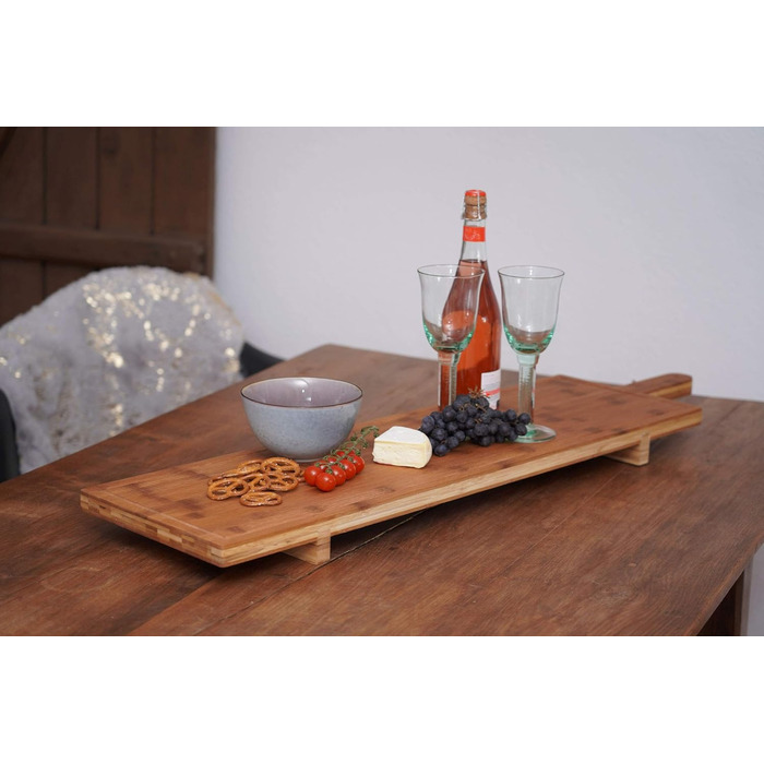 Spetebo XXL Cheese Board ORGANIC with Handle - 100 x 26 cm - Wooden Cheese Board with Stand, Serving Platter, Natural Tapas Board with Handle, Food-Safe