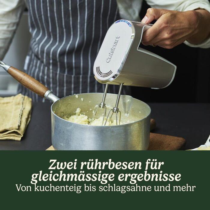 Cuisinart Cordless Hand Mixer with Stainless Steel Beaters and 5 Speed Settings, 20-Minute Battery Life, RHM100E, Pearl Hand Mixer