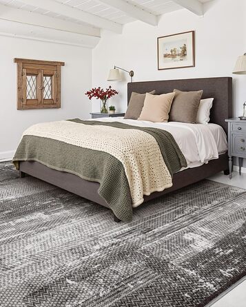 Килимок для дому COLOR&GEOMETRY 60x90 см з TPE-покриттям, сірий (чорно-білий), низький профіль, миється