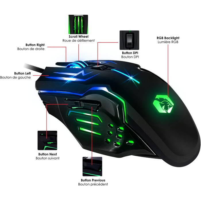 Ігровий комплект Empire Gaming Armor RF800: Клавіатура та миша бездротові AZERTY (французька розкладка) RGB з килимком для миші. Підтримка PC, PS4, PS5, Xbox One/Series, Mac. Білий (MK800)
