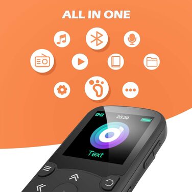 MP3 плеєр AGPTEK Bluetooth 5.0 32GB: кліпса, кольоровий екран 1.5