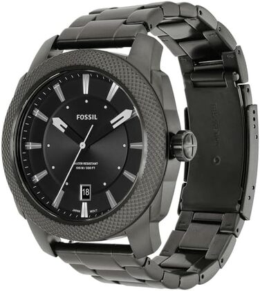 Годинник Fossil Machine для чоловіків: кварцовий, з датою, корпус 49 мм, чорний та темно-сірий, на сталевому або шкіряному ремінці