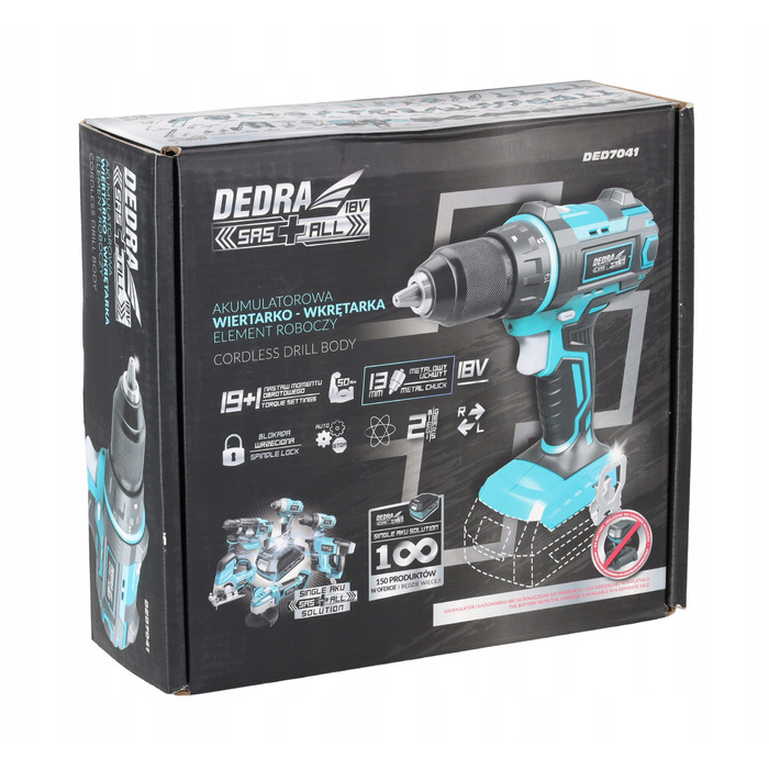 Акумуляторний дриль-шурупокрут DEDRA SAS+ALL 18V DED7041, 50Нм, 13мм