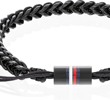 Браслет чоловічий Tommy Hilfiger з нержавіючої сталі та нейлону, плетінка, регульований замок (Чорний)