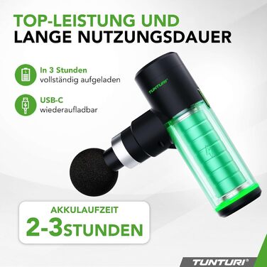 Масажер Tunturi MG30 Mini: портативний, тихий, 6 швидкостей, 4 насадки
