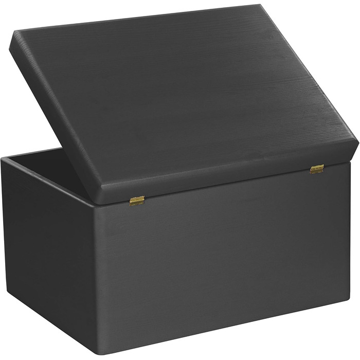 Large Wooden Box with Lid - All-Purpose Wooden Box - Storage Box | Toy Chest - Gift Packaging | Decorative Box for Crafts FSC® (Black, approx. 40 x 30 x 24 cm | XL)