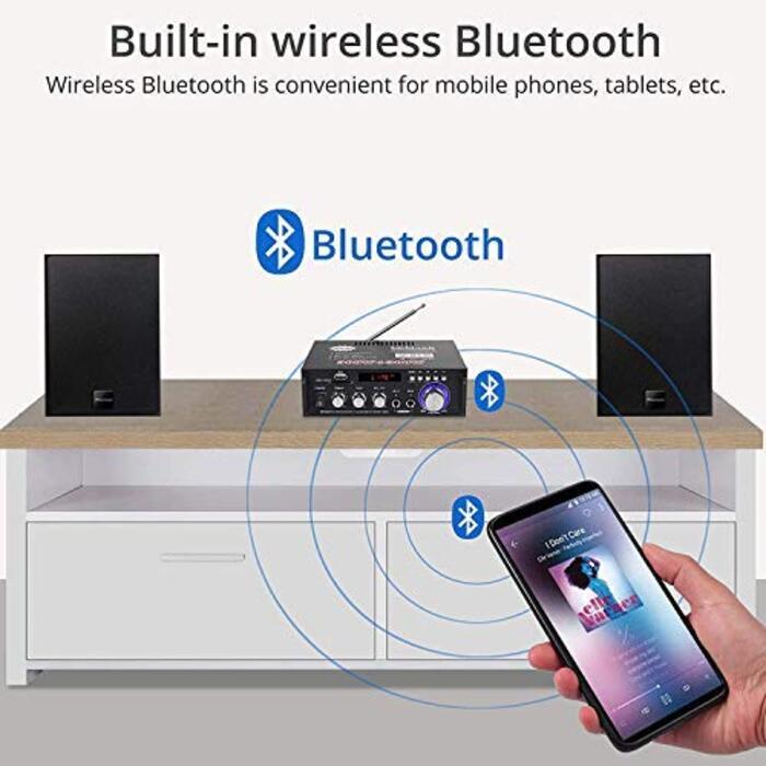600Вт міні підсилювач цифровий Bluetooth стерео для дому та авто, USB, SD, FM, мікрофон, HiFi, 12В/220В, 2-канальний, LCD, BT298A