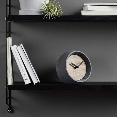 Cander Berlin MNU 6712 Table Clock Silent Concrete Wood Concrete Clock Standing Clock 12 cm Sphere Silent