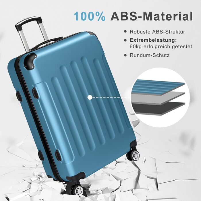 Набір валіз LEADZM 3 шт. з захистом кутів, ABS, телескопічна ручка, ручна поклажа, контрастне забарвлення (кремово-білий)