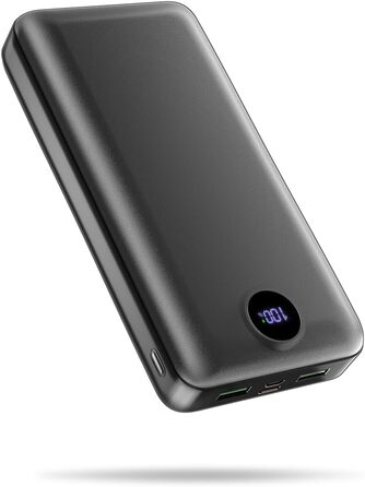 Power Bank 50000mAh з LED дисплеєм: Швидка зарядка 22.5W, 3 виходи USB-C, 2 входи, сумісний з Samsung, iPad, Android, чорний
