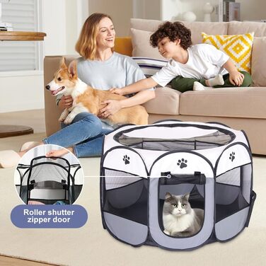 Клітка-забіг для собак та кошенят LUFEIS, складана, водовідштовхувальна, для дому, сірого кольору