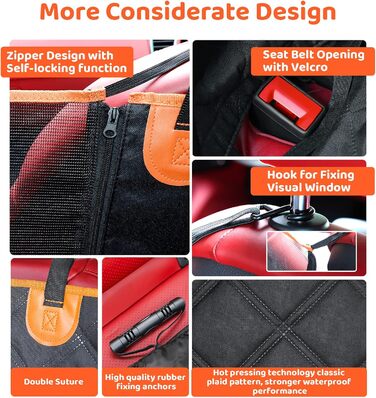 Автоматичний килимок для собак у машину, 135x148 см, чорний з вентиляційною сіткою, захист бокових панелей, вологостійкий