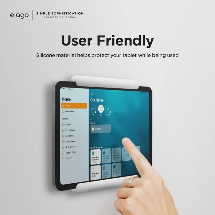 Тримач для планшета elago Home Hub Mount для Apple iPad, iPad Air/Pro, Samsung Galaxy Tab та інших планшетів, силіконовий, з кабелем-менеджментом (Білий)