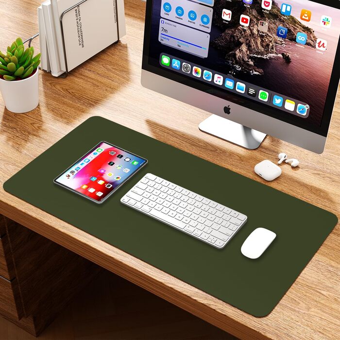 Килимок на стіл Wayber з шкіри, вологостійкий, 80 x 40 см (Оливковий)