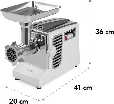 Klarstein Kraftprotz 700W Electric Meat Grinder - Copper Motor, 2 Speeds, Reverse, Aluminum Housing, Stainless Steel Blades