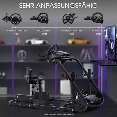 Ігровий кокпіт-симулятор Minneer Racing Simulator Cockpit для керма Logitech G923, G29, G920 та Thrustmaster T248, T300RS, регульована висота (педалі не входять)