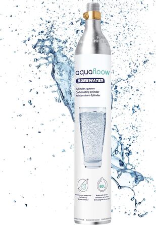 Aquafloow Содовий апарат з нержавіючої сталі для приготування газованої води з CO₂ циліндром (60 л), пляшка 0.8 л BPA-free з нержавіючою основою