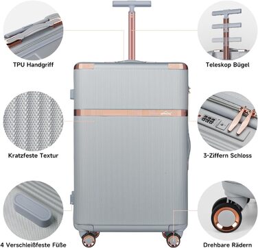 Набір валіз Homelux 3 шт. Бежевий, ABS, Hartschale, M-L-XL (950-silber)