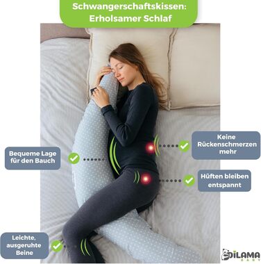 Подушка для вагітних Dilamababy з піною з пам'яті, Floken та волокнами - подушка для годування XXL - подушка для вагітних - багатофункціональна подушка для бокового положення зі 100% бавовняним чохлом для вагітних
