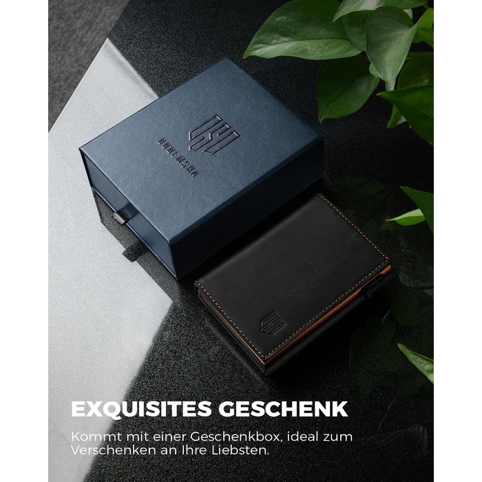 Чоловічий гаманець MagSnap Portmonee з відділом для монет, RFID захистом, для 10+ карток, чорно-помаранчевий