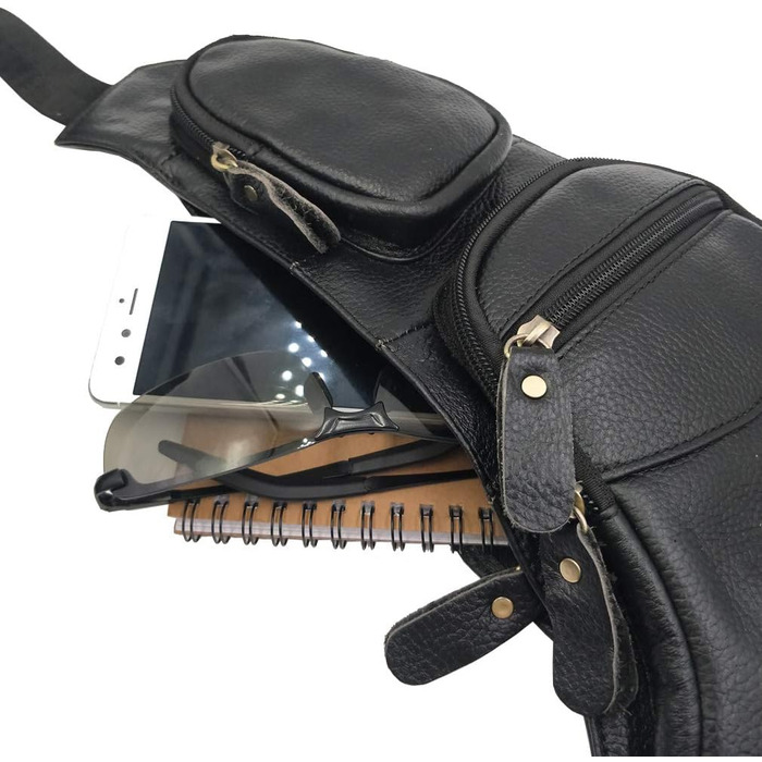 Чорна сумка через плече Sport Nylon для чоловіків та жінок: кросбоді, фанша, нагрудна, для подорожей, школи, бізнесу, ноутбука, велосипеда, туризму, кемпінгу, рюкзак-день, чорна (#02schwarz)