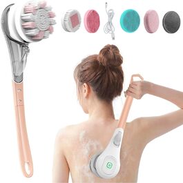 Електрична щітка для спини 6-в-1: для тіла, для душу, для педикюру. Рожева
