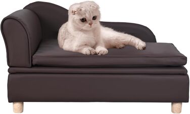 Софа для собак та котів Yoonnie room з PU-шкіри з місцем для зберігання – зручне ліжко для домашніх тварин, маленьке диван-крісло, підходить для цуценят та кошенят (Перловий білий)