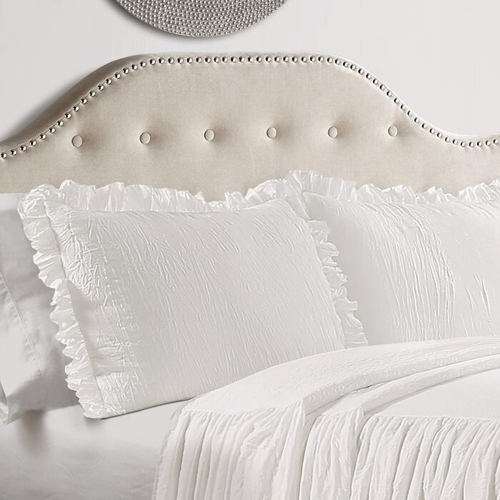 Lush Decor Bedspread with Ruffled Skirt, Polyester, White, King Size