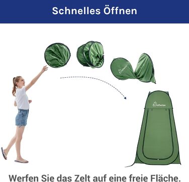 WolfWise Pop-Up Privacy Tent - Portable Camping Shower & Toilet Tent - Outdoor Changing Room & WC Shelter for Hiking, Beach & Travel