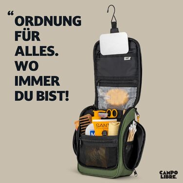 Чоловіча та жіноча косметичка Campo Libre® Tony з 11 відділеннями, преміум-якість, водонепроникна, зелено-чорна, M