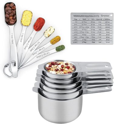 13-Piece Measuring Cup and Spoon Set, High-Quality 304 Stainless Steel, Kitchen Measuring Set for Baking and Cooking