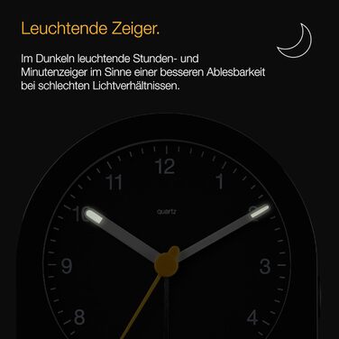 Braun Classic Analog Alarm Clock with Snooze Function and Continuous Backlight, Quiet Quartz Movement, Crescendo Alarm in Black, Model BC22B.