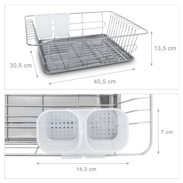 Relaxdays Dish Drainer with Cutlery Basket L