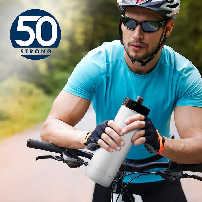 50 Strong Sport Squeeze Water Bottles - Set of 6 - Team Pack 22 oz BPA Free Bottle Easy Open Push/Pull Cap - Multiple Colors Available