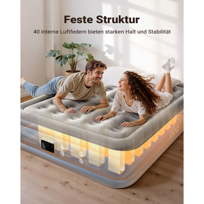 Надувний матрац iDOO для 2 осіб з електричним насосом, 152x203x46 см, 295 кг, для кемпінгу