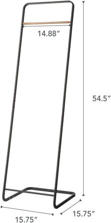 Yamazaki 7672 TOWER Wardrobe, Black, Steel / Wood, Minimalist, 40 x 40 x 140 cm